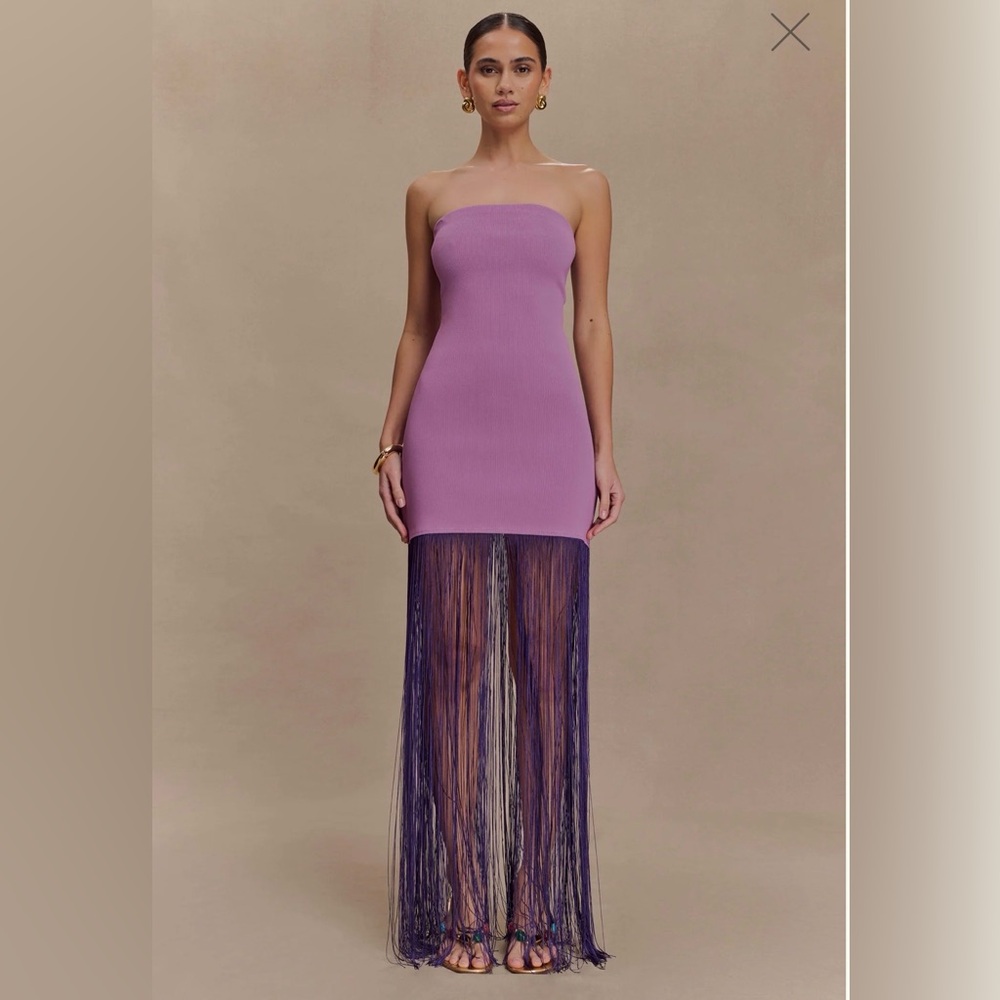Meshki Koah Fringe Bandage Knit Maxi Dress